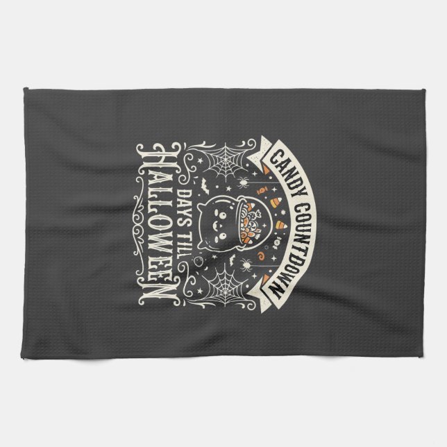 Candy Countdown Halloween Vector Design Tea Towel (Horizontal)