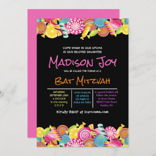 CANDY COUTURE Pink Bat Mitzvah Invitation