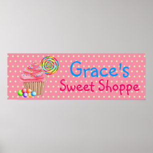 Candy Cupcakes Sweet Shoppe Banner Poster