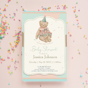 Candy Cute Bear Baby Shower Invitation