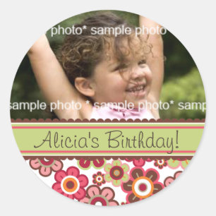 Candy Daisies Pattern Birthday Gift Label Sticker