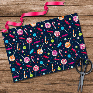 Candy Dandy Pattern Navy Blue Tissue Paper