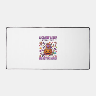 Candy Day Keeps Monsters Away Halloween Pumpkin_1 Desk Mat