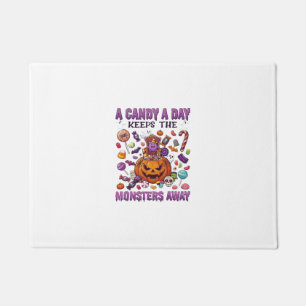 Candy Day Keeps Monsters Away Halloween Pumpkin_1 Doormat