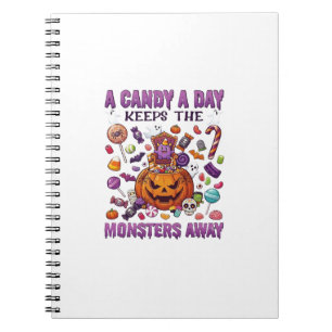 Candy Day Keeps Monsters Away Halloween Pumpkin_1 Notebook