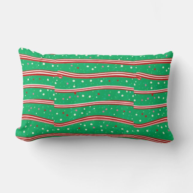 "Candy Delight Printed Throw Pillow. Lumbar Cushion (Front)