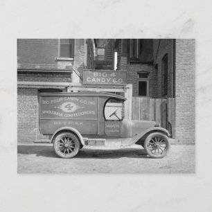 Candy Delivery Truck, 1926 Postcard