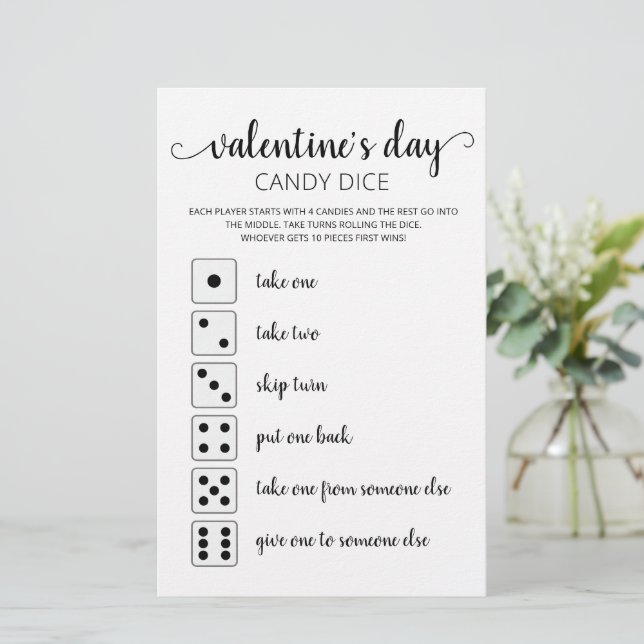 Candy Dice Editable game Valentine's day party (Standing Front)