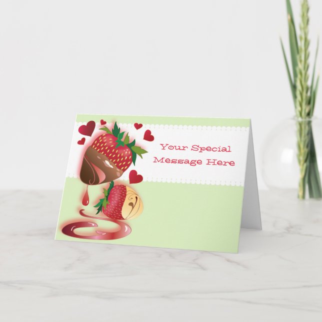 Candy Dipped Strawberries Holiday Card (Front)