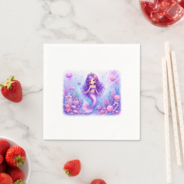 Candy Doll Mermaid 3rd Birthday Napkin (Insitu)