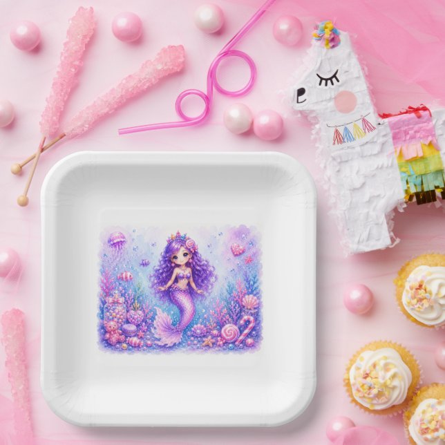 Candy Doll Mermaid 3rd Birthday Paper Plate (Party)