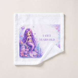 Candy Doll Mermaid 3rd Birthday Wash Cloth