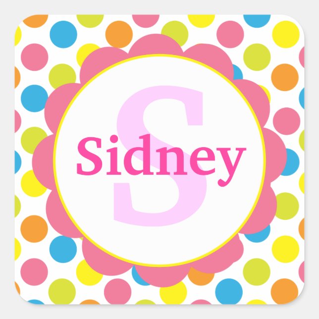 Candy Dots Personalised Monogram Sticker (Front)