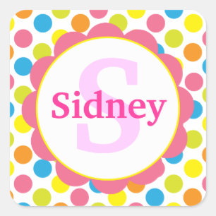 Candy Dots Personalised Monogram Sticker