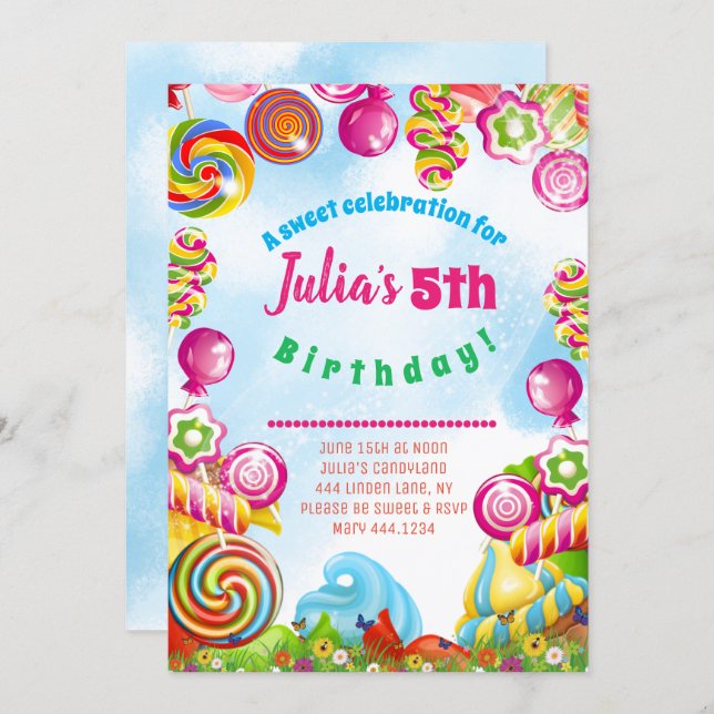 Candy Dreams Birthday Party Invitation (Front/Back)