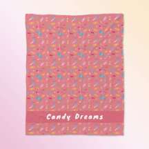 Candy Dreams Coral Pink Personalised Fleece