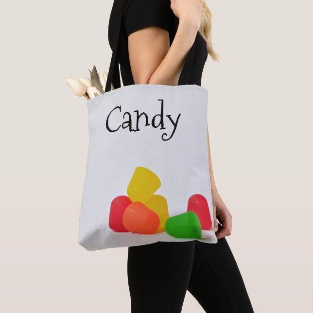 Candy Drops Gummies Jelly Beans Halloween Tote Bag (Close Up)
