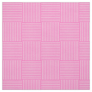 Candy Floss Pink White Basket Weave Pattern Fabric