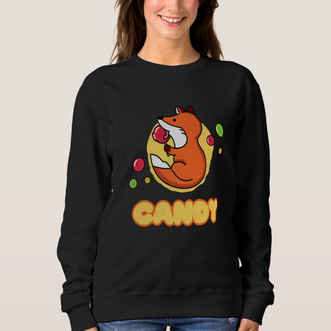 Candy Fox Candy Lollipop Sweets Premium Sweatshirt (Front)