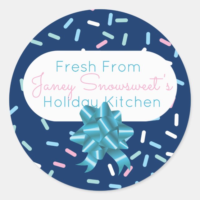 Candy frosting sprinkles Christmas cookie to from Classic Round Sticker (Front)