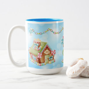 Candy Gingerbread and Candy Cane Design  Two-Tone Coffee Mug