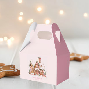 "Candy Gingerbread House Pink Birthday Favour Box