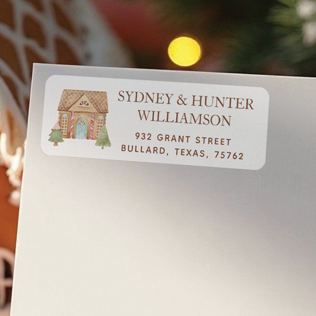 Candy Gingerbread House & Trees Return Address Label (Candy Gingerbread House & Trees Label)