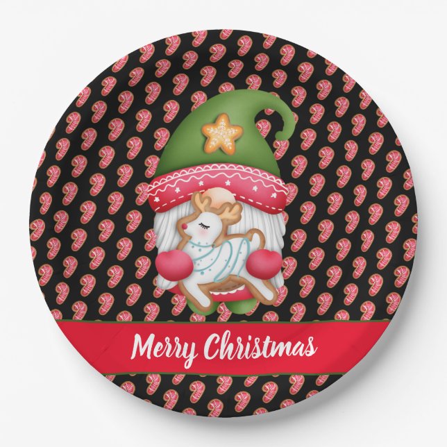 Candy Gnome Customise Colour and Text Paper Plate (Front)