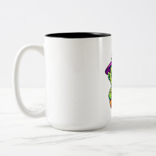 Candy Goblin with Pumpkin Basket Two-Tone Coffee Mug