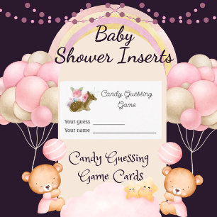 Candy Guessing Game Pink Girl's Baby Shower Enclosure Card