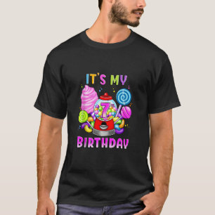 Candy Gumball Machine It s My 7 th Birthday Girl 7 T-Shirt