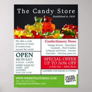 Candy Gummy Bears, Confectionery Supplies Advert Poster
