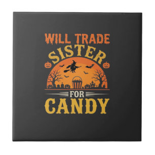 Candy Halloween Sister Trade Design_1 Ceramic Tile