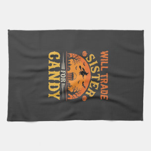 Candy Halloween Sister Trade Design_1 Tea Towel