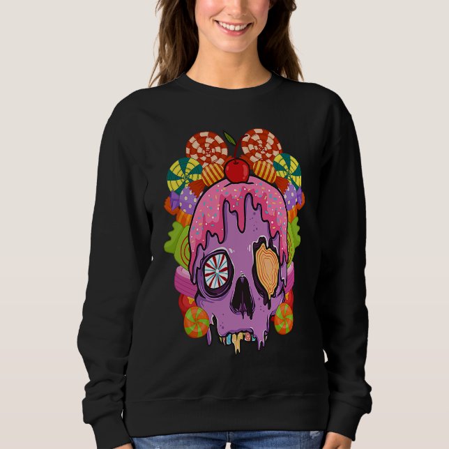 Candy Halloween Skulls Heads Halloween Costume Sweatshirt (Front)