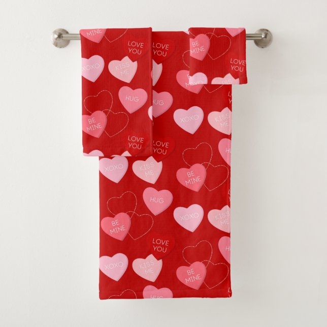 Candy Heart Cascade Bath Towel Set (Insitu)