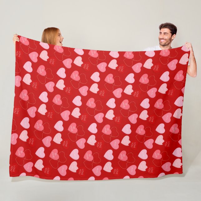 Candy Heart Cascade Fleece Blanket (In Situ)