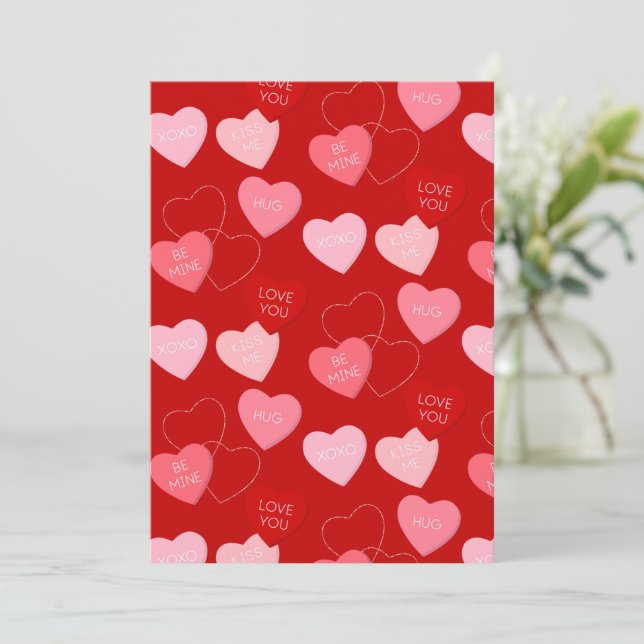 Candy Heart Cascade Holiday Card (Standing Front)