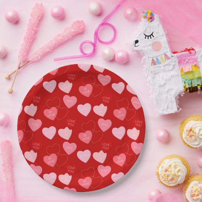 Candy Heart Cascade Paper Plate (Party)