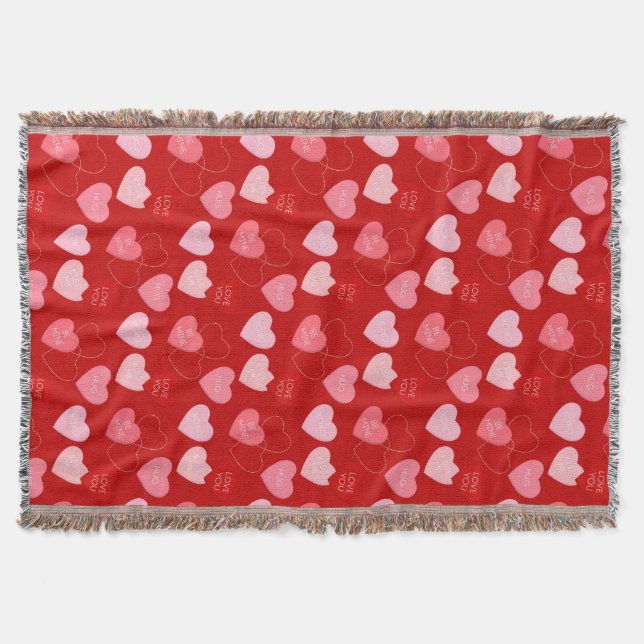 Candy Heart Cascade Throw Blanket (Front)