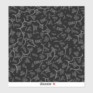 Candy Heart Goth Pattern Custom-Cut Vinyl Stickers