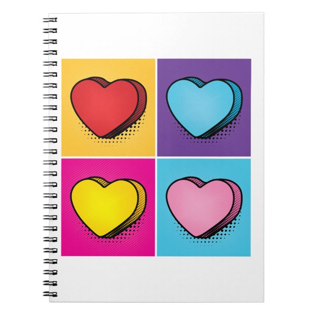 Candy Heart Hearts Pop Art Valentine's Day Notebook (Front)