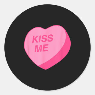 Candy Heart Kiss Me Valentines Day Classic Round Sticker