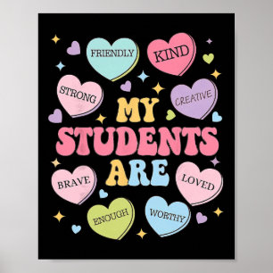 Candy Heart My Student Are Loved Strong Teacher Va Poster