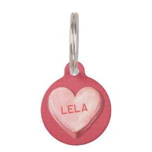 Candy Heart pet ID tag