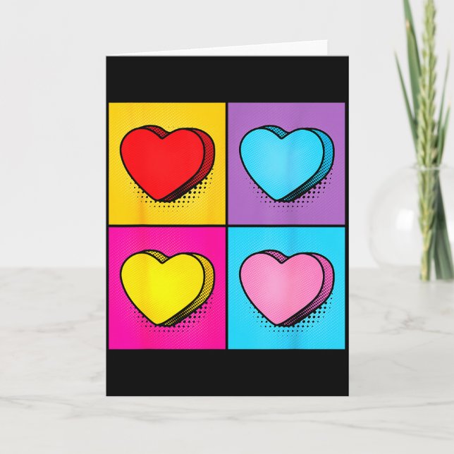 Candy Heart Pop Art Valentines Day Graphic  Card (Front)