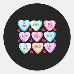 Candy Heart Valentine Vibes Valentines Day Girls W Classic Round Sticker