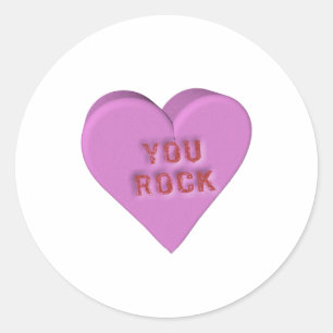 Candy Heart "YOU ROCK" Classic Round Sticker