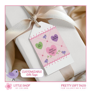Candy Hearts Customisable Valentines Day Gift Tags