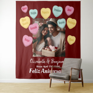 Candy hearts Happy Anniversary Spanish  Tapestry